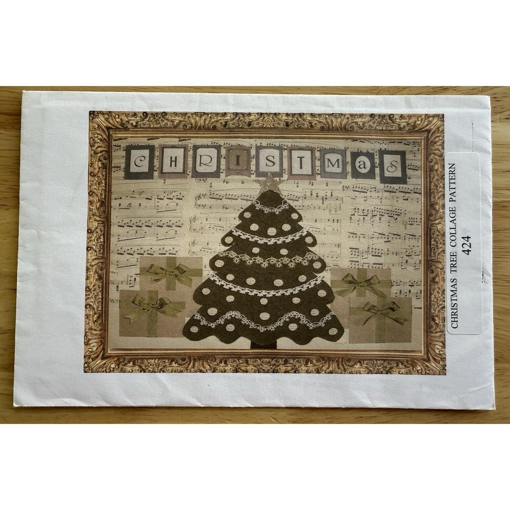 Lakadaisies Hand-did Folk Art Christmas Tree Collage‎ Stitchery Pattern